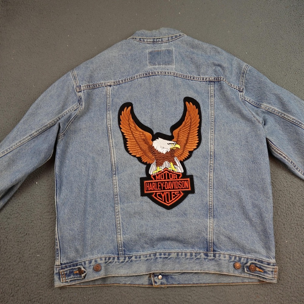 Vintage Levis Jacket Mens XL Blue Denim Relaxed Trucker Eagle Type 3 - Picture 9 of 13